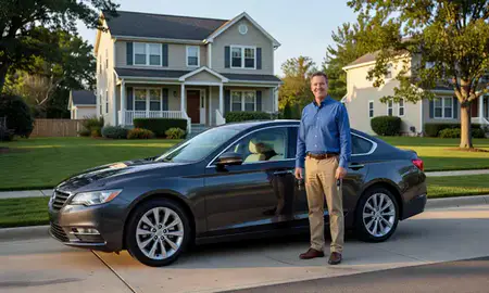 Car delivered to a driveway in Rochester, New York, United States