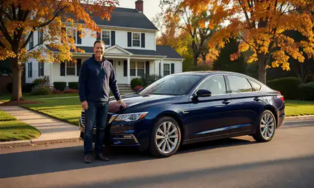 Customer with their delivered car in Saratoga Springs, New York, United States
