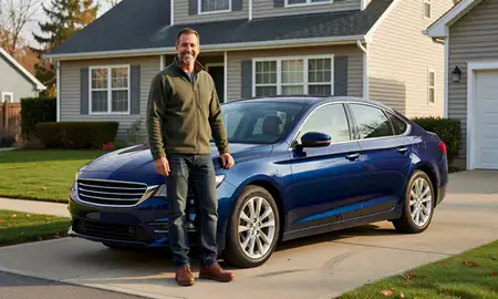 Customer with their delivered car in Valley Stream, New York, United States