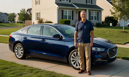 Car delivered to a driveway in Valley Stream, New York, United States