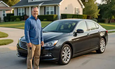 Car delivered to a driveway in West Babylon, New York, United States