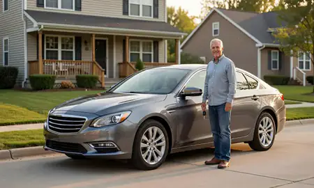 Car delivered to a driveway in White Plains, New York, United States