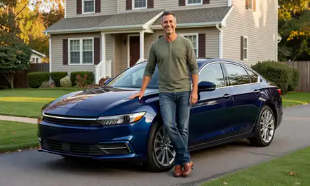 Customer with their delivered car in Yonkers, New York, United States