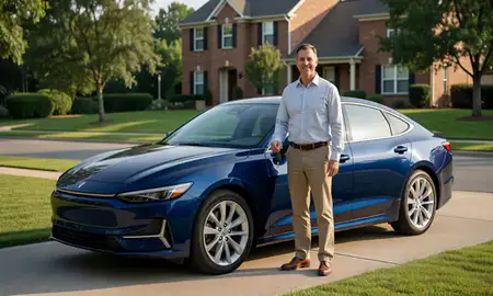 Car delivered to a driveway in North Carolina, United States