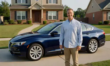 Car delivered to a driveway in Apex, North Carolina, United States
