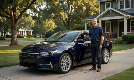 Car delivered to a driveway in Asheville, North Carolina, United States