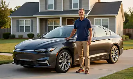 Customer with their delivered car in Burlington, North Carolina, United States