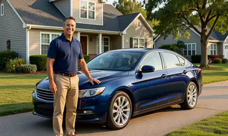 Customer with their delivered car in Cary, North Carolina, United States