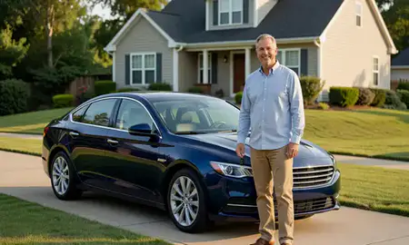 Car delivered to a driveway in Cary, North Carolina, United States