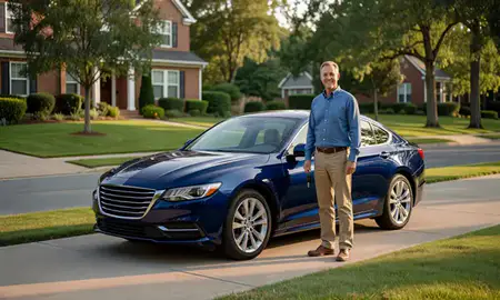 Car delivered to a driveway in Chapel Hill, North Carolina, United States