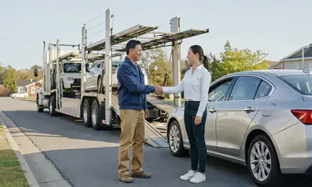 Vehicle owner beside their delivered car in Chapel Hill, North Carolina, United States