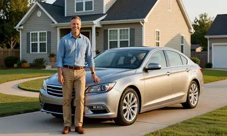 Customer with their delivered car in Charlotte, North Carolina, United States