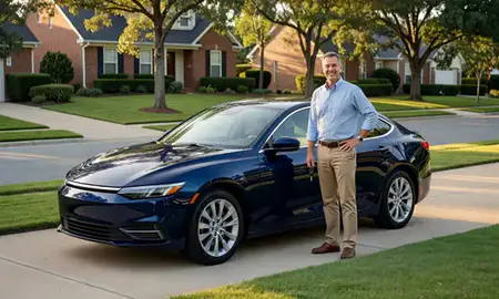 Car delivered to a driveway in Charlotte, North Carolina, United States