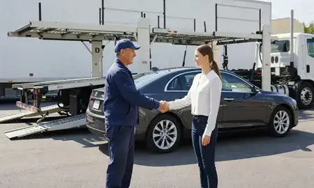 Vehicle owner beside their delivered car in Charlotte, North Carolina, United States