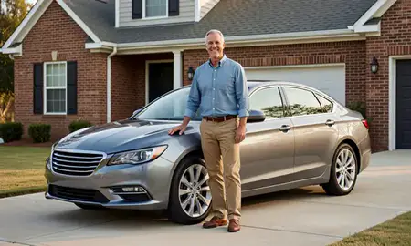 Customer with their delivered car in Concord, North Carolina, United States