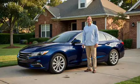 Car delivered to a driveway in Concord, North Carolina, United States