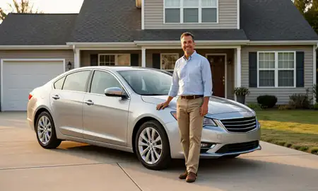 Customer with their delivered car in Durham, North Carolina, United States