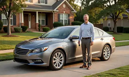 Car delivered to a driveway in Durham, North Carolina, United States