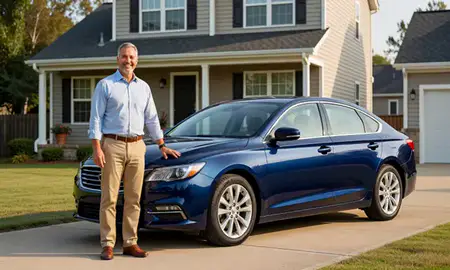 Customer with their delivered car in Fayetteville, North Carolina, United States