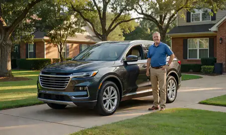 Car delivered to a driveway in Fayetteville, North Carolina, United States