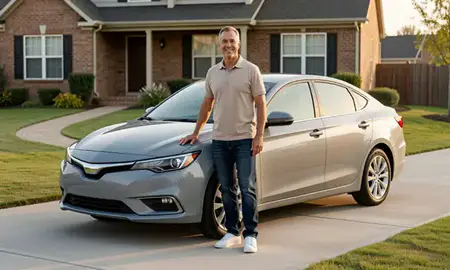 Customer with their delivered car in Fuquay-Varina, North Carolina, United States