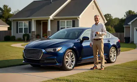 Car delivered to a driveway in Fuquay-Varina, North Carolina, United States