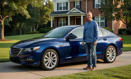 Car delivered to a driveway in Gastonia, North Carolina, United States