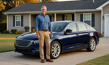 Customer with their delivered car in Goldsboro, North Carolina, United States