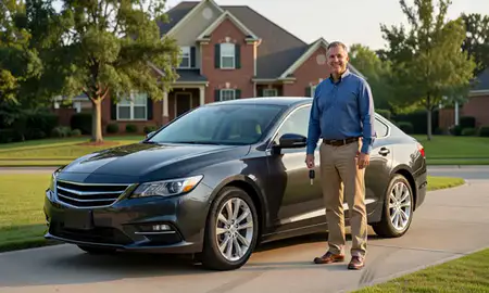 Car delivered to a driveway in Goldsboro, North Carolina, United States