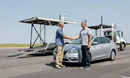 Vehicle owner beside their delivered car in Goldsboro, North Carolina, United States