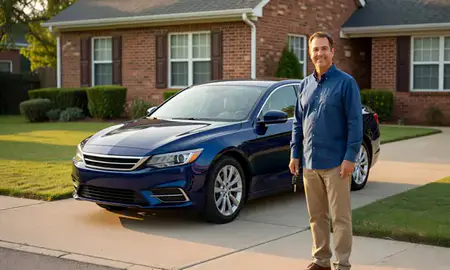 Car delivered to a driveway in Greensboro, North Carolina, United States