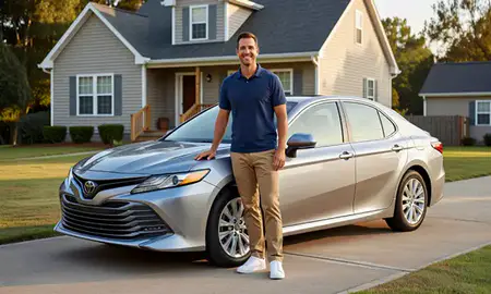 Customer with their delivered car in Greenville, North Carolina, United States
