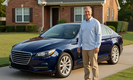 Car delivered to a driveway in Greenville, North Carolina, United States