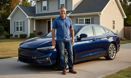 Customer with their delivered car in Hickory, North Carolina, United States