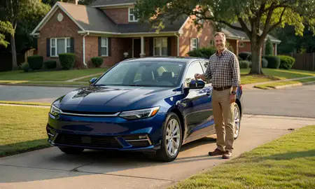 Car delivered to a driveway in Hickory, North Carolina, United States