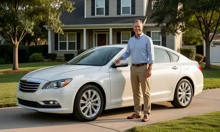 Customer with their delivered car in High Point, North Carolina, United States