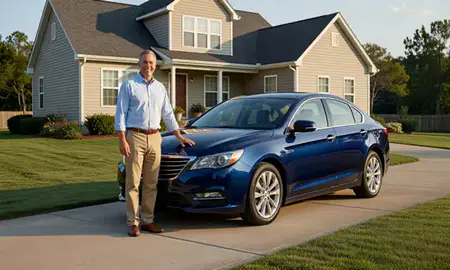 Customer with their delivered car in Holly Springs, North Carolina, United States