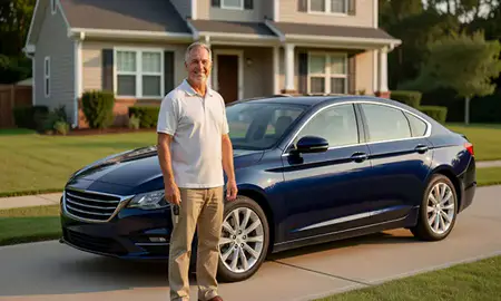 Car delivered to a driveway in Holly Springs, North Carolina, United States