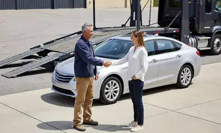 Vehicle owner beside their delivered car in Holly Springs, North Carolina, United States