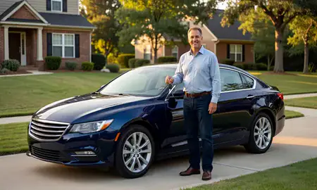 Car delivered to a driveway in Huntersville, North Carolina, United States