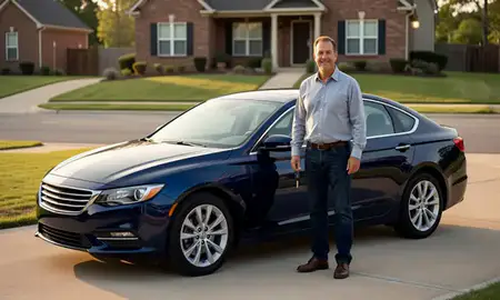 Car delivered to a driveway in Indian Trail, North Carolina, United States