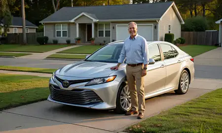Customer with their delivered car in Jacksonville, North Carolina, United States