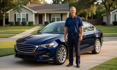 Car delivered to a driveway in Jacksonville, North Carolina, United States