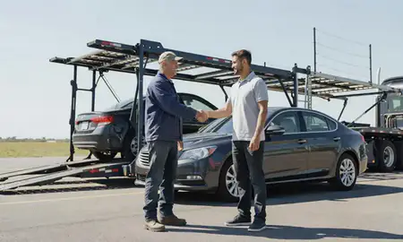 Vehicle owner beside their delivered car in Jacksonville, North Carolina, United States