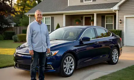 Car delivered to a driveway in Kannapolis, North Carolina, United States