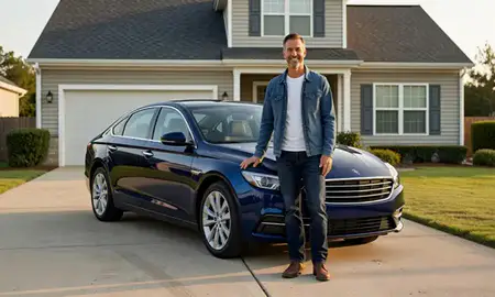 Customer with their delivered car in Monroe, North Carolina, United States