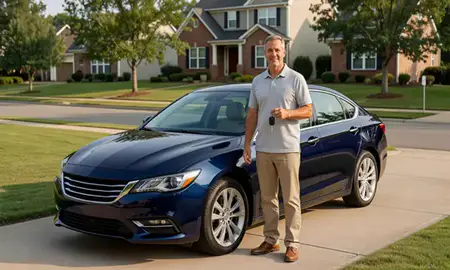 Car delivered to a driveway in Mooresville, North Carolina, United States