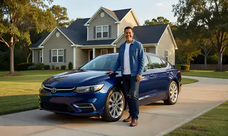 Customer with their delivered car in Raleigh, North Carolina, United States