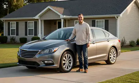 Customer with their delivered car in Rocky Mount, North Carolina, United States