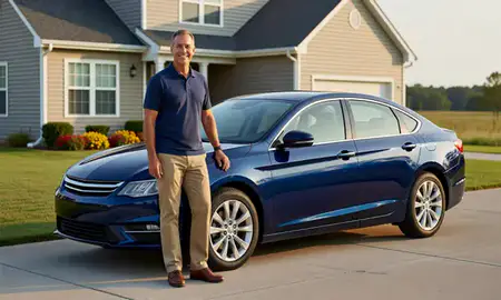 Customer with their delivered car in Wake Forest, North Carolina, United States